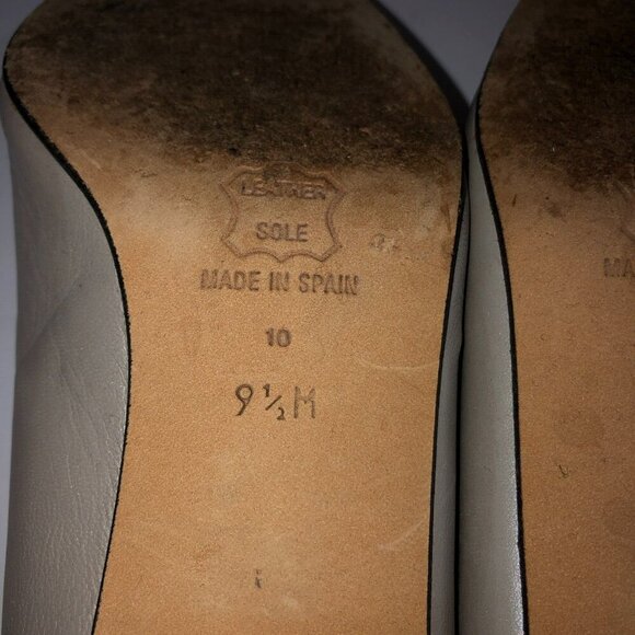 Enzo Angiolini Womens Size 9.5 Champagne Slip On Soft Leather Chunky Heels Pumps - Picture 9 of 9